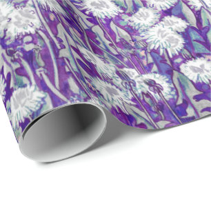 Papel De Regalo Dandelion Bloom Verano Flores Florales Violeta Bla