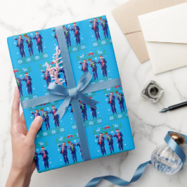 Papel De Regalo Danza de Trump | Funny Trump Santa Claus Dance Blu