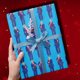 Papel De Regalo Danza de Trump | Un regalo azul divertido de Trump