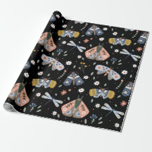 Dark Academia Moth Floral en negro