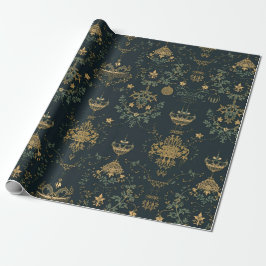 Papel De Regalo Dark Baroque Gold Ornament Wrapping Paper