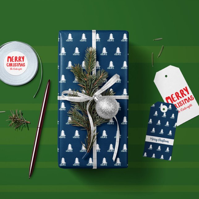 Papel De Regalo Dark Blue and White Christmas Tree Design (Subido por el creador)