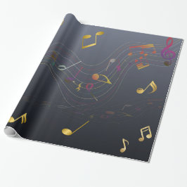 Papel De Regalo Dark Blue Elegant Music Notes