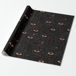 Papel De Regalo Dark Botanical Faces Wrapping Paper