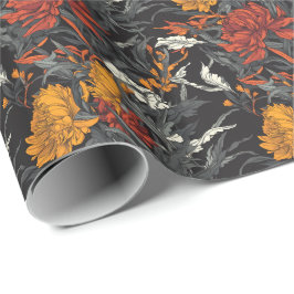 Papel De Regalo Dark Botanical Garden Floral Wrapping Paper