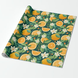 Papel De Regalo Dark Citrus Grove Floral Gift