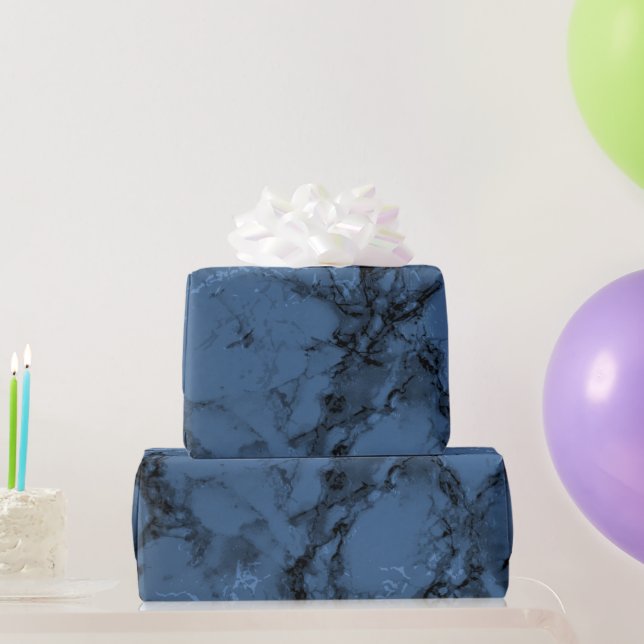 Papel De Regalo Dark Denim Blue Marble Textura Aspecto (Regalos de fiesta)