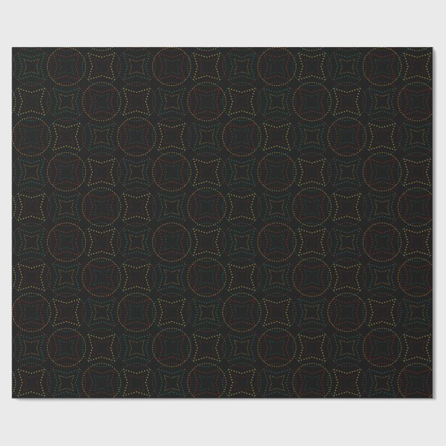Papel De Regalo Dark Geometric Dotted  with Glowing Shapes (Superficie plana)