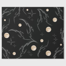 Papel de regalo Dark Gothic Moon & Stars 