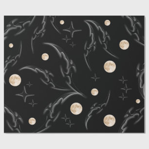 Papel de regalo Dark Gothic Moon & Stars