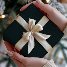 Papel De Regalo Dark Navy & Green Striped