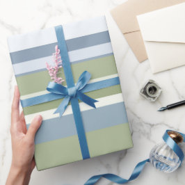 Papel De Regalo Dark Pastel Blue and Spring Rain Stripes