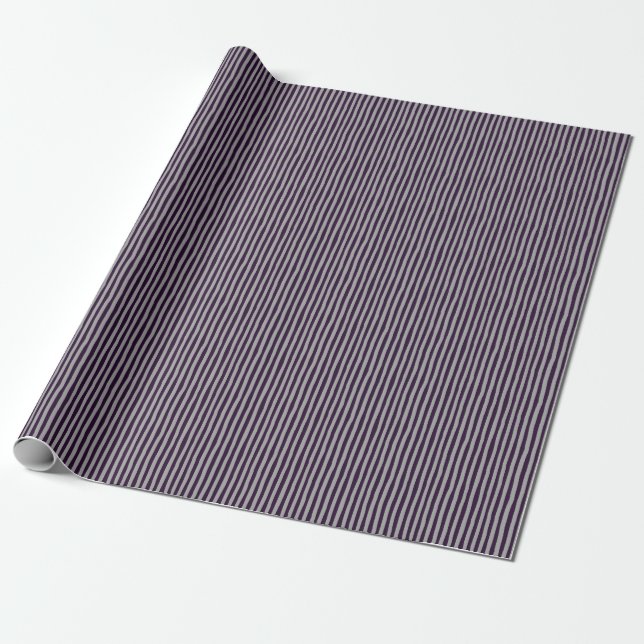 Papel De Regalo Dark Purple & Gray Wonky Stripes (Desenrollado)