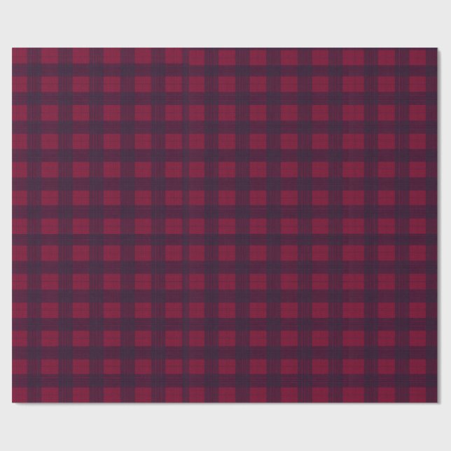 Papel De Regalo Dark Red and Navy Blue Tartan Wrapping Paper (Superficie plana)