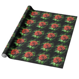 Papel De Regalo Dark Red Roses