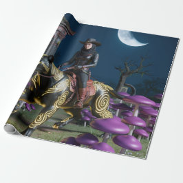 Papel De Regalo Dark Rider Black Cat Mushrooms Ghoul