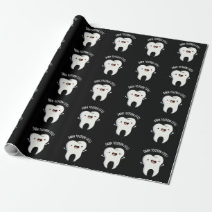 Papel De Regalo Darn Tooth in Cute Funny Tooth Pun Dark BG