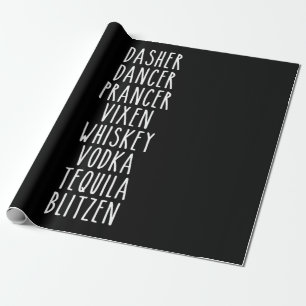 Papel De Regalo Dasher Dancer Prancer Vixen Whiskey Vodka Tequila