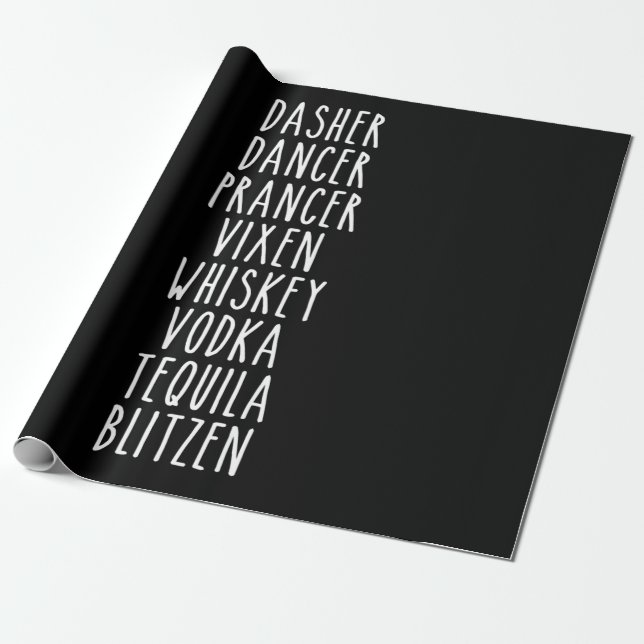 Papel De Regalo Dasher Dancer Prancer Vixen Whiskey Vodka Tequila (Desenrollado)