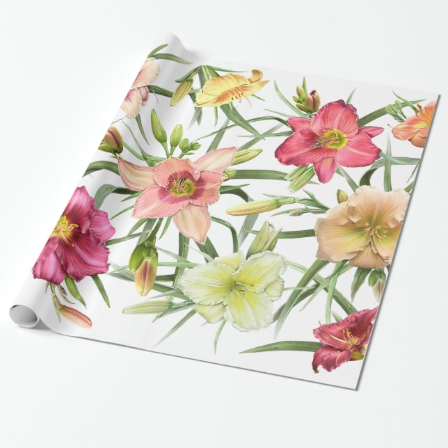 Papel De Regalo Daylilies por todas partes (Desenrollado)