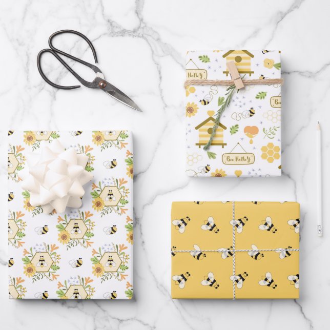 Papel de regalo de abeja, papel de regalo de abeja (Anverso)