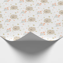Papel de regalo de abejas y flores lindas