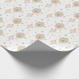 Papel de regalo de abejas y flores lindas