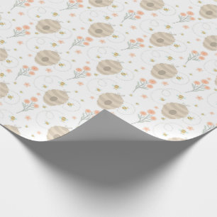 Papel de regalo de abejas y flores lindas