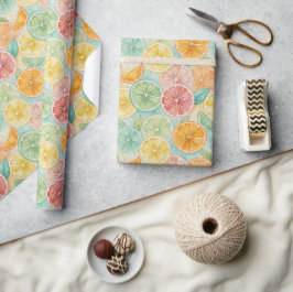 Papel de Regalo de Acuarela de Cítricos Tropicales