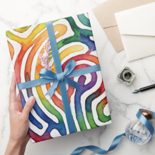 Papel de regalo de acuarela de laberinto de arcoír
