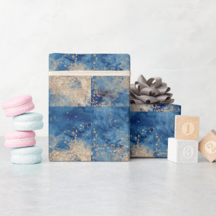 Papel de regalo de acuarela elegante azul oscuro d