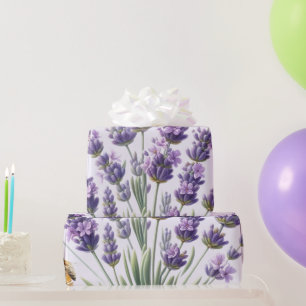 Papel de Regalo de Acuarela Floral Lavanda