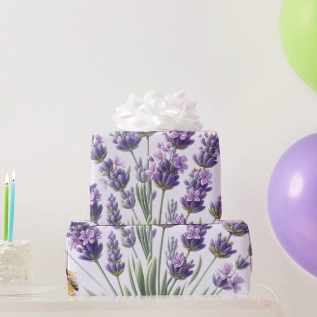 Papel de Regalo de Acuarela Floral Lavanda (Regalos de fiesta)