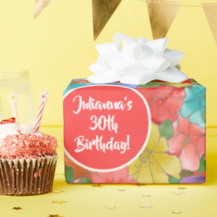 Papel de regalo de acuarela floral para cumpleaños