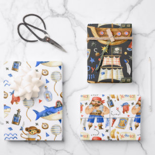 Papel de regalo de acuarela Pirate Pack