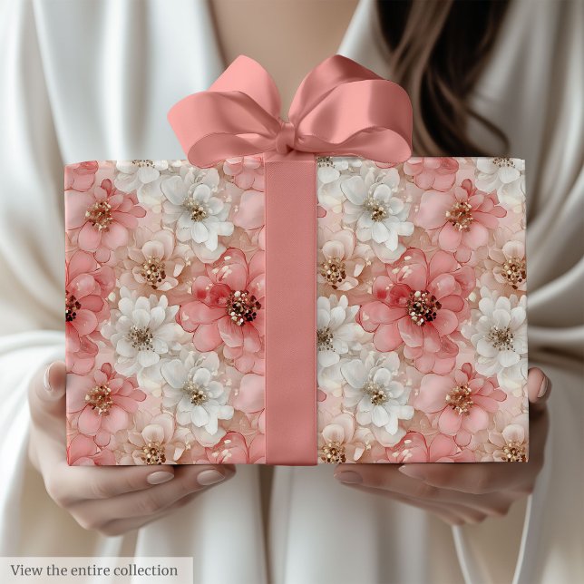 Papel de regalo de acuarela rosa pastel y dorado d (Trendy pastel pink and gold watercolor gift wrap)