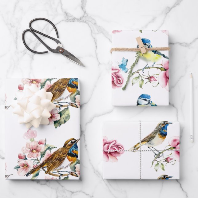Papel de regalo de acuarelas para fiesta de té de  (Anverso)