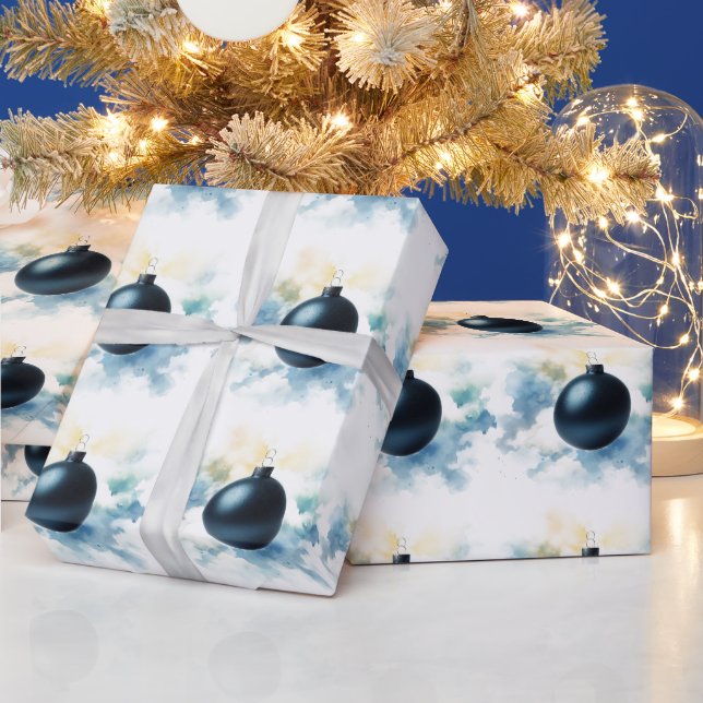 Papel de regalo de adorno azul marino acuarela (Vacaciones)