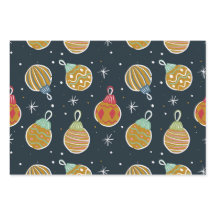 Papel de regalo de adorno de Navidad retro