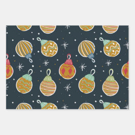 Papel de regalo de adorno de Navidad retro