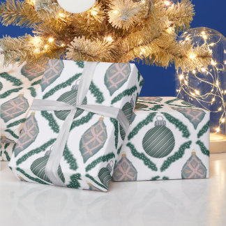 Papel de regalo de adornos navideños azules vintag