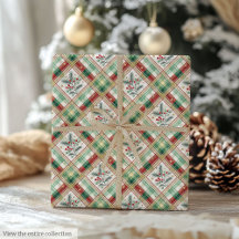 Papel de regalo de agua verde y rojo a cuadros par