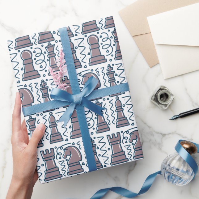 Papel de regalo de ajedrez, papel de regalo con ta (Regalar)