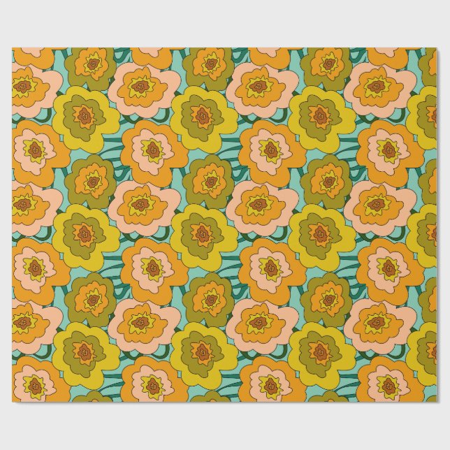 Papel de regalo de amapolas pastel (Superficie plana)