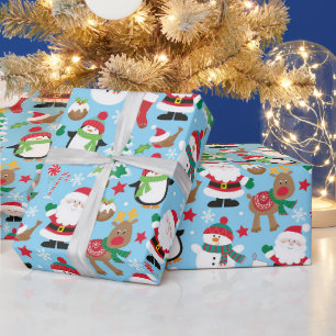 Papel de Regalo de Amigos de Santa para Niños