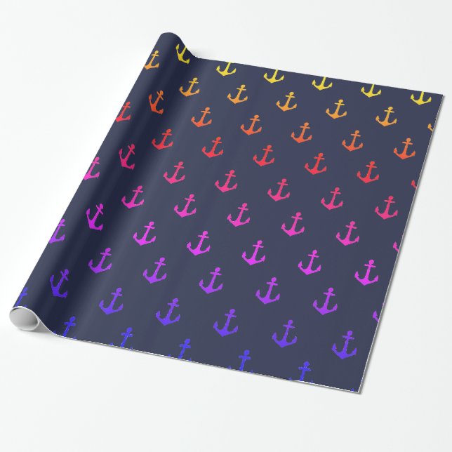 Papel de regalo de anclas coloridas (Desenrollado)