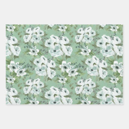 Papel de regalo de anémona acuarela Juego de 3