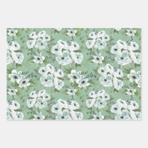 Papel de regalo de anémona acuarela Juego de 3