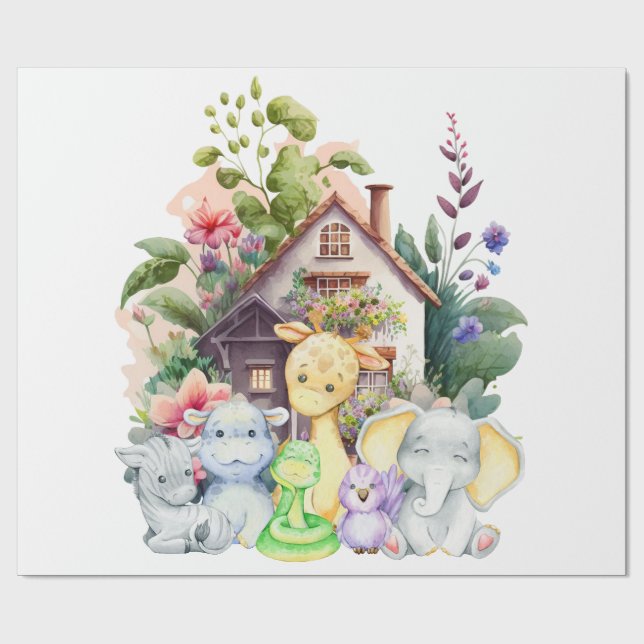 Papel de Regalo de Animales Adorables (Superficie plana)