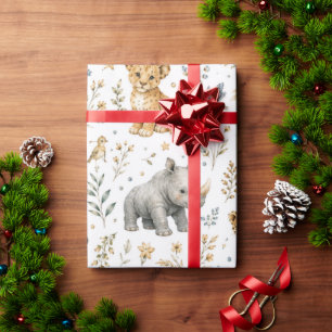 Papel de regalo de animales Baby Wild One para niñ